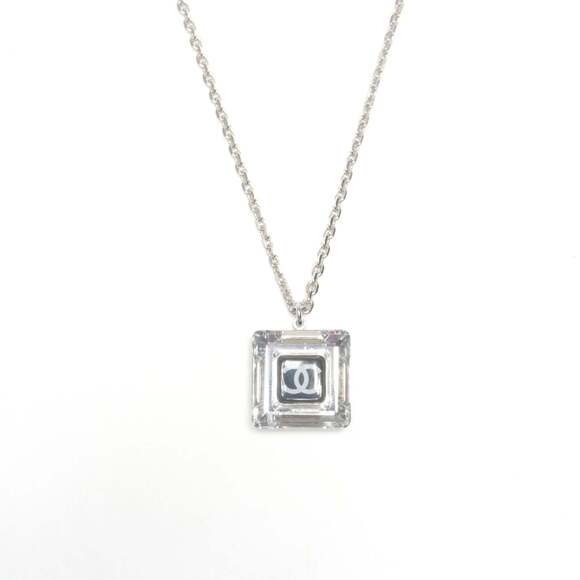 CHANEL Silver Logo Necklace